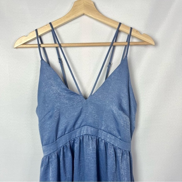 The Vanity Room Blue Cross Back Satin Slip Maxi Gown Dress XS - Picture 3 of 4